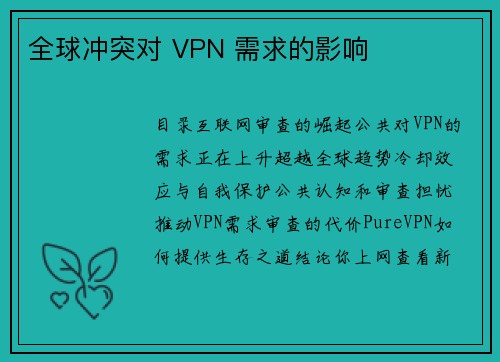 全球冲突对 VPN 需求的影响 